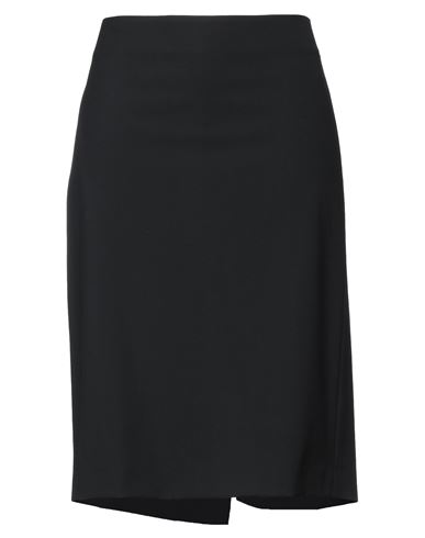 Theory Woman Midi Skirt Black Size 12 Wool, Elastane