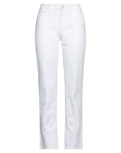 Guess Woman Pants White Size 25 Cotton, Elastane