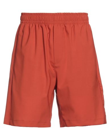 Yes London Man Shorts & Bermuda Shorts Rust Size L Virgin Wool, Polyester, Elastane In Red