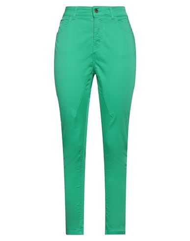 Manila Grace Woman Pants Green Size 27 Cotton, Elastane