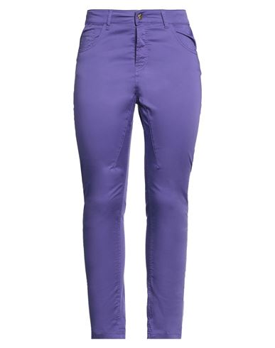 Manila Grace Woman Pants Purple Size 25 Cotton, Elastane