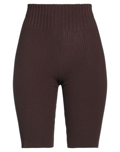 Andreädamo Andreādamo Woman Shorts & Bermuda Shorts Dark Brown Size S Viscose, Polyester, Polyamide, Elastane
