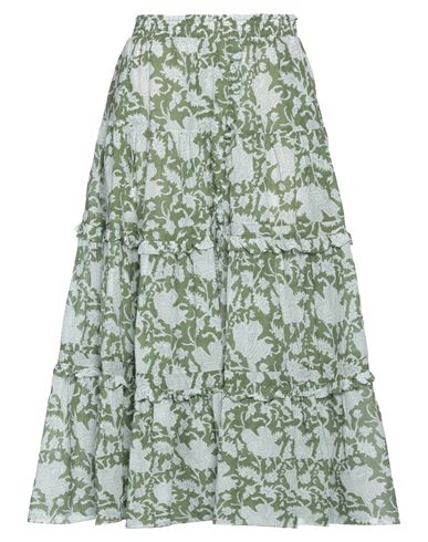 Maje Woman Midi Skirt Military Green Size 4 Cotton, Viscose