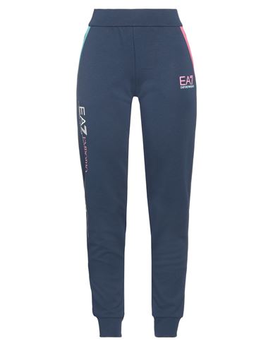 Ea7 Woman Pants Navy Blue Size S Cotton, Polyester