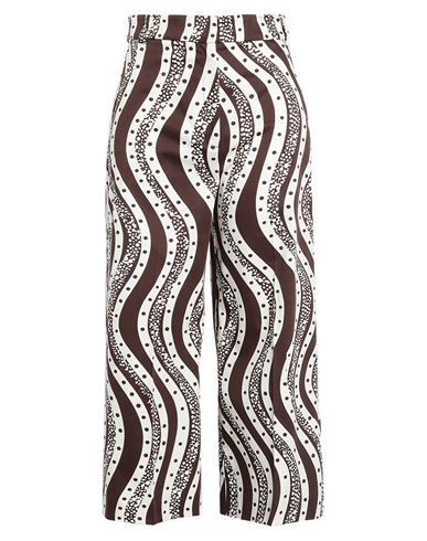 Max & Co . X Duro Olowu Woman Cropped Pants Cocoa Size 10 Cotton, Elastane In Brown