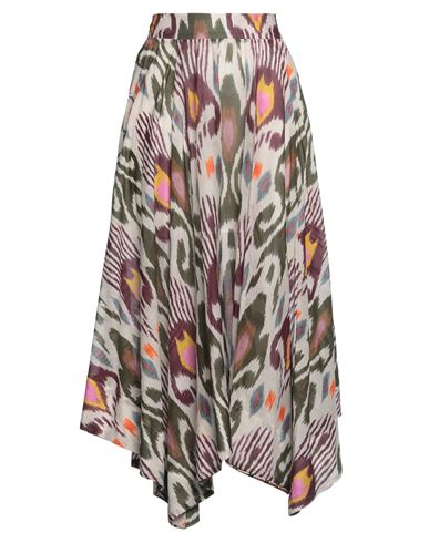 Bazar Deluxe Woman Midi Skirt Light Grey Size 10 Cotton, Silk