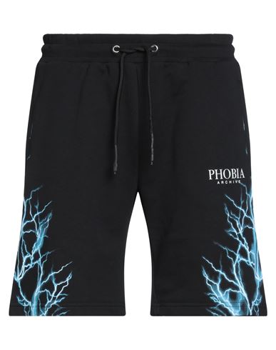 Phobia Archive Black Shorts With Blue And Lightblue Lightning Man Shorts & Bermuda Shorts Black Size In Black