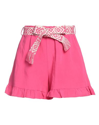 Nanà Italian Heart Woman Shorts & Bermuda Shorts Fuchsia Size L Viscose, Linen In Pink