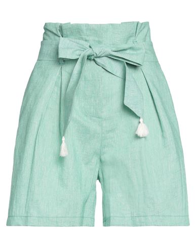 Nanà Italian Heart Woman Shorts & Bermuda Shorts Green Size S Polyester, Cotton, Linen