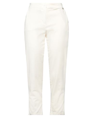 Souvenir Woman Pants Cream Size L Cotton, Elastane In White