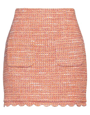 Maje Woman Mini Skirt Orange Size 10 Cotton, Polyester, Acrylic, Viscose, Polyamide