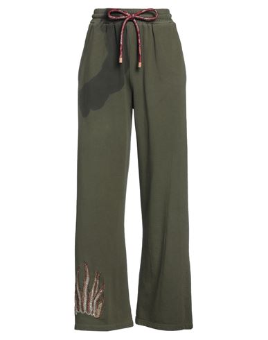 Dimora Woman Pants Military Green Size 2 Cotton In Green