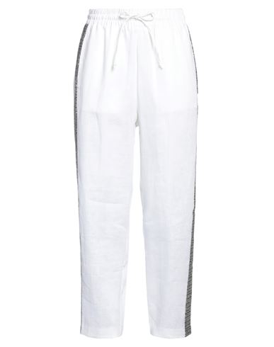 Access Fashion Woman Pants White Size L Linen
