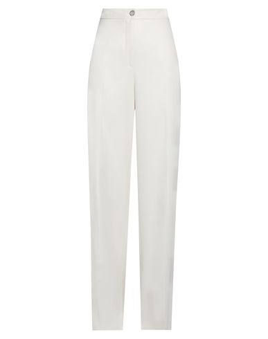 Access Fashion Woman Pants Ivory Size L Rayon, Viscose, Linen In White