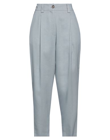 Alysi Crème Woman Pants Light Blue Size 8 Linen, Viscose, Elastane In Gray