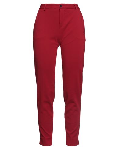 120% Lino Woman Pants Red Size 4 Viscose, Polyamide, Elastane