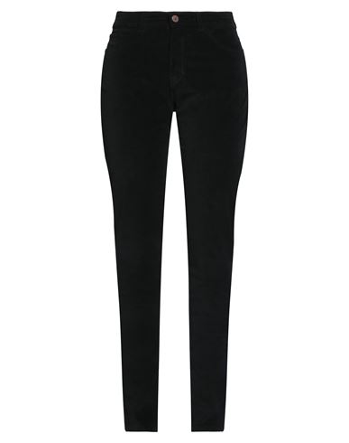 120% Lino Woman Pants Black Size 8 Cotton, Elastane