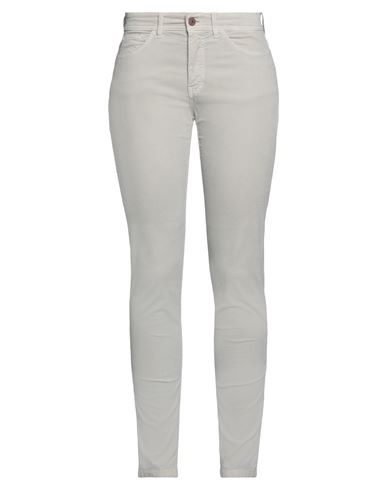 120% Lino Woman Pants Light Grey Size 4 Cotton, Elastane