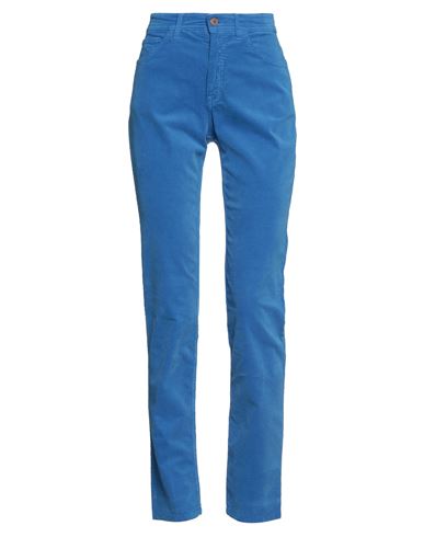 120% Lino Woman Pants Azure Size 4 Cotton, Elastane In Blue