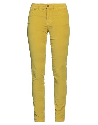 120% Lino Woman Pants Yellow Size 6 Cotton, Elastane