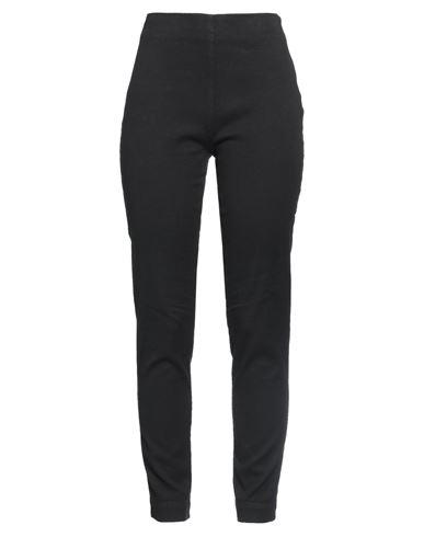 120% Lino Woman Pants Black Size 6 Wool, Polyester, Elastane