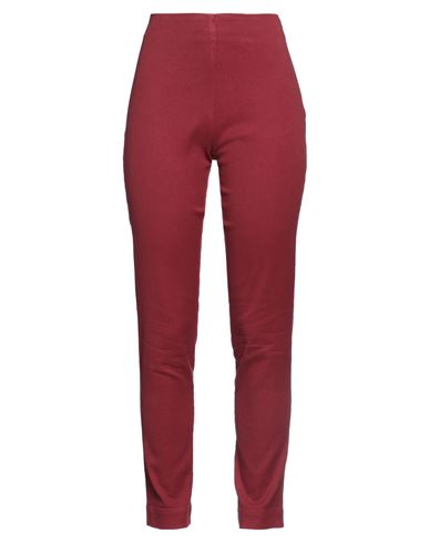 120% Lino Woman Pants Brick Red Size 8 Cotton, Linen, Elastane