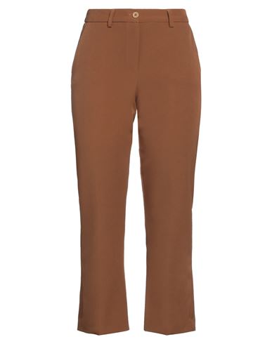 Dodici22 Woman Cropped Pants Brown Size 8 Polyester, Elastane