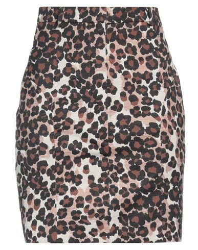 Pushbutton Woman Mini Skirt Brown Size M Cotton, Polyester, Elastane