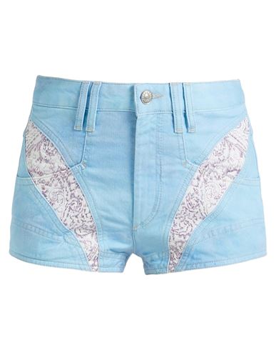 Shop Isabel Marant Woman Denim Shorts Light Blue Size 6 Cotton