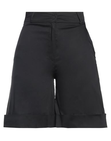 D-exterior D. Exterior Woman Shorts & Bermuda Shorts Black Size 2 Linen, Elastane