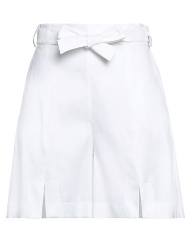 D-exterior D. Exterior Woman Shorts & Bermuda Shorts White Size 6 Linen, Elastane