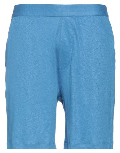 Majestic Filatures Man Shorts & Bermuda Shorts Azure Size M Linen, Elastane In Blue