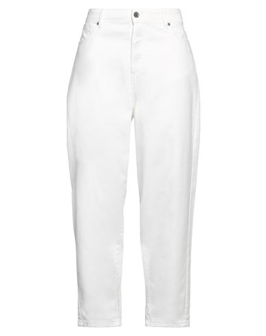 SOUVENIR SOUVENIR WOMAN DENIM PANTS WHITE SIZE M COTTON