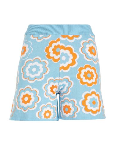 8 By Yoox Organic Cotton Jacquard Knit Shorts Woman Shorts & Bermuda Shorts Light Blue Size Xl Organ