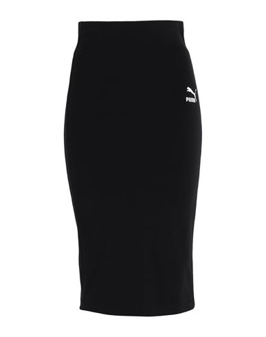 Shop Puma T7 Long Skirt Woman Midi Skirt Black Size Xs Cotton, Elastane