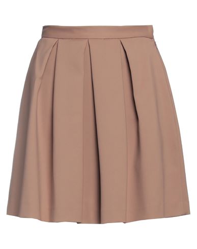 Simona Corsellini Woman Mini Skirt Camel Size 10 Cotton, Polyamide, Elastane In Beige