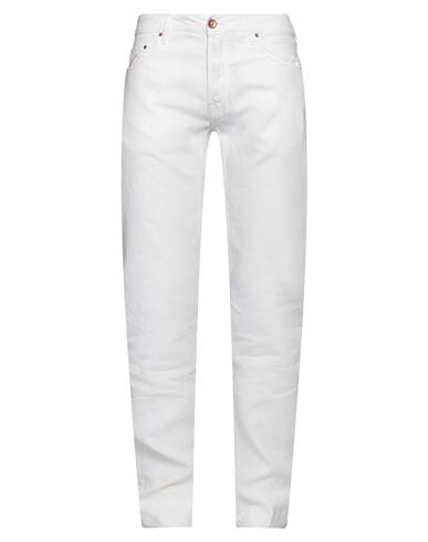 Hand Picked Man Pants White Size 33 Linen, Cotton, Silk In White