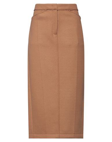 N°21 Woman Midi Skirt Camel Size 12 Virgin Wool, Polyamide In Beige