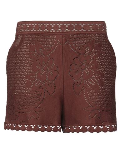 Valentino High-waisted Knitted Shorts In Brown
