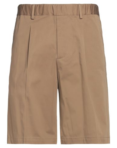 MESSAGERIE MESSAGERIE MAN SHORTS & BERMUDA SHORTS CAMEL SIZE 36 COTTON, ELASTANE 