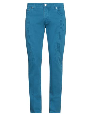 Entre Amis Man Pants Azure Size 35 Cotton, Elastane In Blue