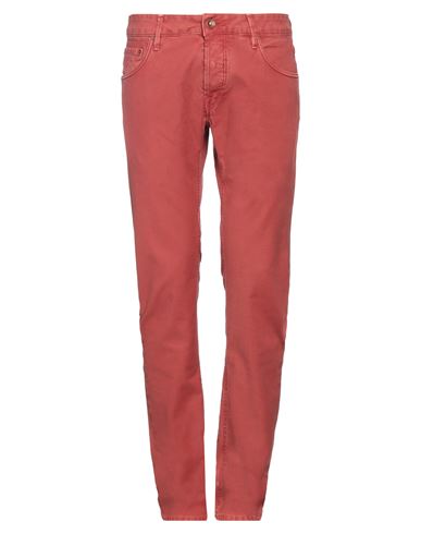Hand Picked Man Pants Rust Size 33 Cotton, Elastane In Red