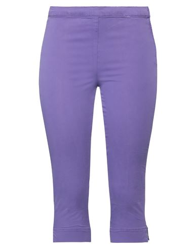 Rossopuro Woman Cropped Pants Purple Size 6 Cotton, Elastane