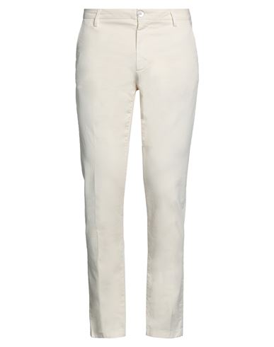 Shop Aglini Man Pants Ivory Size 33 Cotton, Elastane In White
