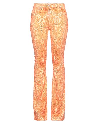 Etro Woman Jeans Orange Size 28 Cotton, Elastane