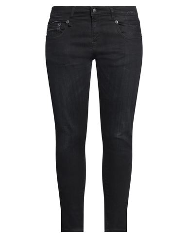 R13 Woman Jeans Black Size 24 Cotton, Polyethylene, Elastane, Bovine Leather