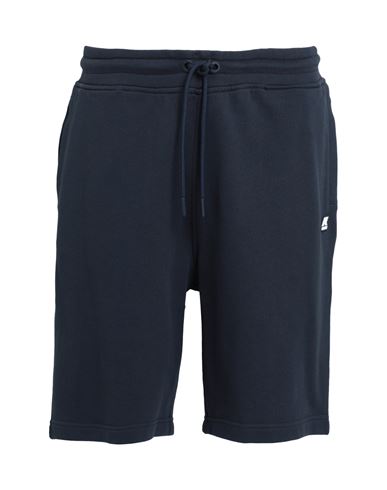 K-way Cotton Bermuda Shorts With Elastic Waistband In Navy Blue