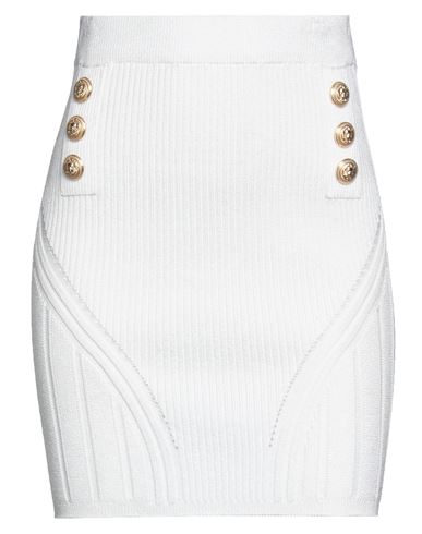 Balmain Woman Mini Skirt Off White Size 10 Cotton, Polyamide, Metallic Polyester In White