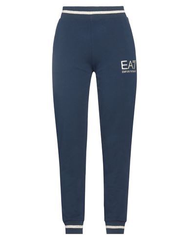 Ea7 Woman Pants Navy Blue Size Xl Cotton, Elastane