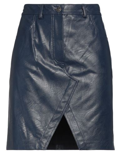 8pm Woman Mini Skirt Navy Blue Size M Polyurethane, Viscose